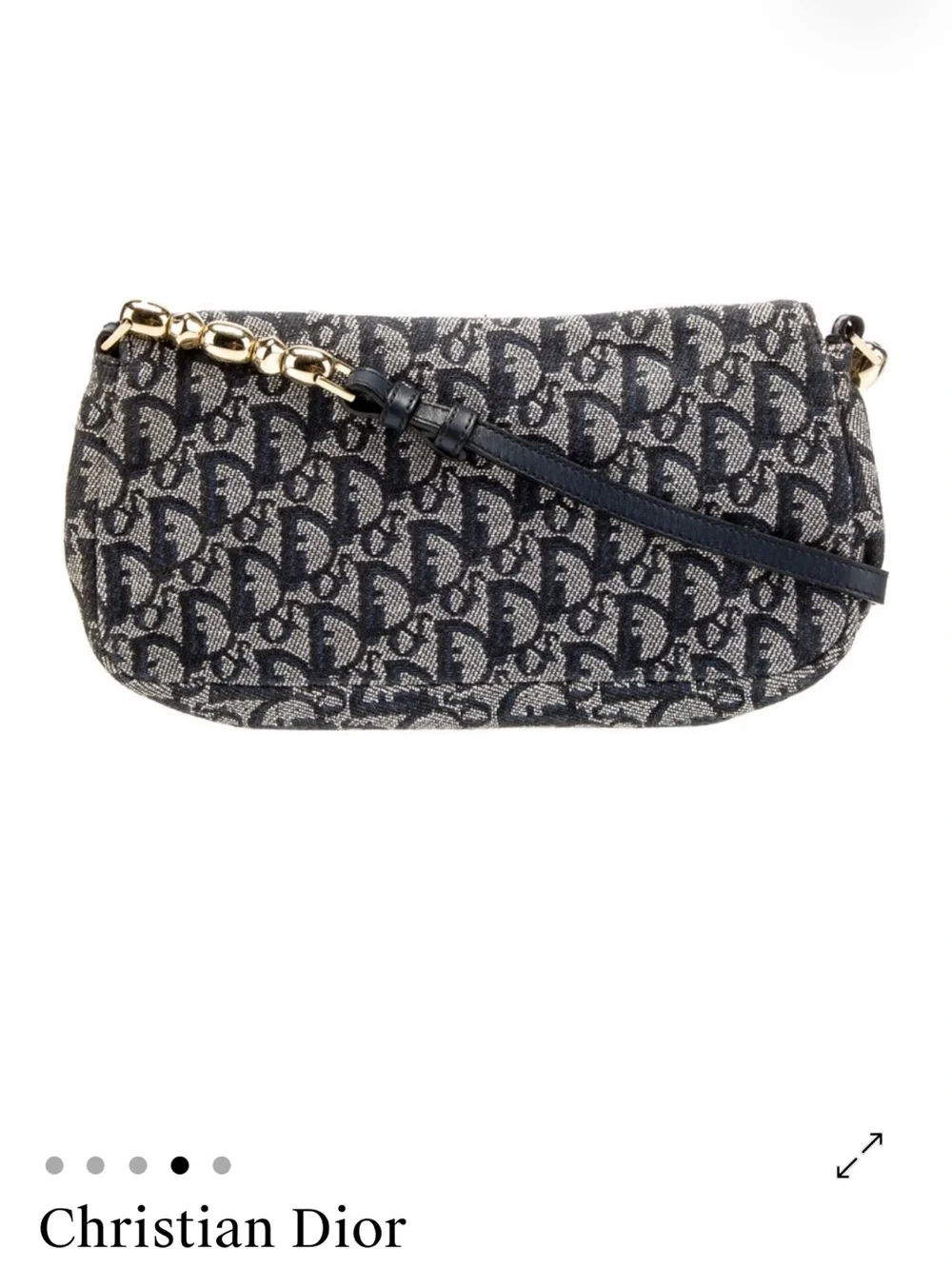 Dior Navy and Beige Logo Jacquard Crossbody Bag with Gold-Tone Accent